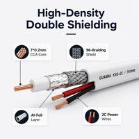 Kabel CCTV Siamese KX6+2C Putih CCA Fleksibel Kustom OEM/ODM Bersertifikasi CE/ROHS dengan Pelindung Anyaman Al Foil 96*0.12CCA