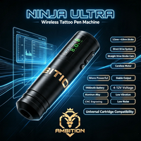Mesin Tato Nirkabel Profesional Ambition Ninja Ultra 1900mAh 3.5mm/4.0mm Stroke Direct Drive untuk Seniman Seni Tubuh