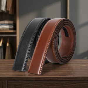 Vente directe usine – Ceinture décontractée pour homme en cuir de vachette avec boucle automatique en alliage, motif uni, imprimé par transfert thermique, écologique et durable - Product Image 3
