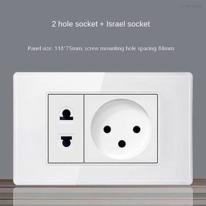 Panel de vidrio templado de cuatro colores, estándar israelí, con interruptor de lámpara de pared de carga rápida USB tipo C, módulo de teléfono y TV satelital. - Product Image 5