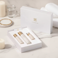 Coffret Cadeau Cosmétique en Carton Blanc avec Logo Personnalisé Estampé à Chaud, Emballage de Luxe Recyclé pour Ensemble de Flacons de Parfum 30, 50ml, 100ml avec Éponge