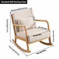 Fauteuil à bascule scandinave moderne à dossier haut avec coussin lombaire, fauteuil en bois massif pour hôtel, salon, chambre à coucher