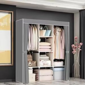 Tissu Portable garde-robe placard suspendu organisateur bébé systèmes <span class=keywords><strong>de</strong></span> stockage Para Habitacion métal pour femme chambre - Product Image 4