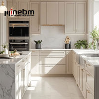 Set Kabinet Dapur Slim Shaker Custom Rta Warna White Oak Desain Dapur Modern Lengkap untuk Renovasi Rumah