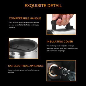Tasse à eau bouilloire tasse chauffante à café tasse chauffante électrique isolée 24v voiture véhicule chauffage acier inoxydable 12 Vintage voyage 150w - Product Image 5