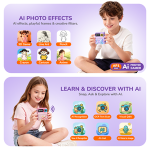AI Stickerprinter voor kinderen, mini-<span class=keywords><strong>printer</strong></span>, draagbare WiFi-<span class=keywords><strong>printer</strong></span>, 1080P draagbare thermische stickerprinter, instant digitale kindercamera - Product Image 2