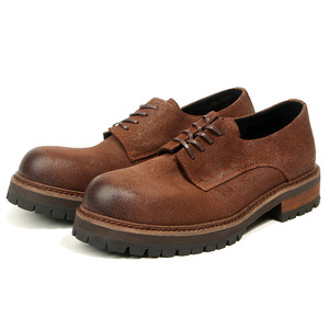 Chaussures en cuir épaisses à bout rond et semelle épaisse, style rétro pour homme, en daim marron, style automne, tailles 38-44 - Product Image 5