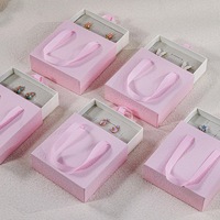 Boîte à bijoux personnalisée en gros avec logo imprimé, style tiroir, emballage cadeau rigide en papier pour bagues, colliers, boucles d'oreilles et rangement de bijoux