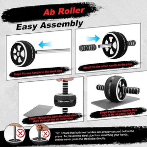 Kit de roues abdominales avec bandes de résistance, tapis de genou, corde à sauter, barre de pompes, équipement de gym à domicile pour la force et les <span class=keywords><strong>exercices</strong></span> abdominaux - Product Image 2