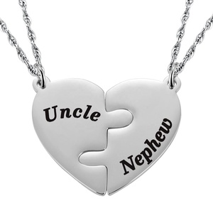 Set di 2 Collane con Ciondolo a Cuore per Padre <span class=keywords><strong>e</strong></span> Figlio in Acciaio Inossidabile, Collana Puzzle per Padre <span class=keywords><strong>e</strong></span> Figlia, Regalo - Product Image 6