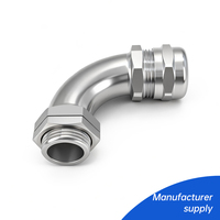 Presse-étoupe étanche en acier inoxydable SS304 à 90 degrés, tailles personnalisées M18, M20, M25, M30, M32, certifiées CE, RoHS, Reach