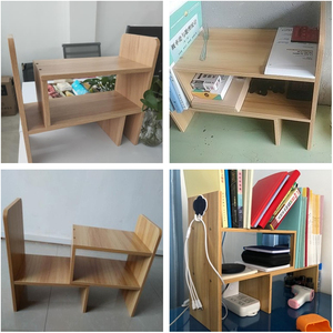 Estantería de madera MDF para libros, organizador de almacenamiento de escritorio de combinación 2 en 1, ajustable - Product Image 6