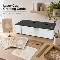 Machine de découpe laser CO2 fermée 60W 500x300mm à mise au point automatique pour cartes d'invitation, décorations de mariage, papeterie et artisanat