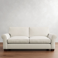 Canapé moderne à deux places en tissu avec accoudoirs roulés, causeuse rembourrée confortable pour l'espace de vie à la maison