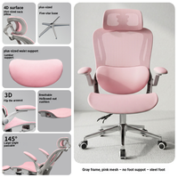 Chaise de bureau ergonomique en maille pour femmes, fonction inclinable, accoudoirs rabattables, hauteur réglable, base à cinq étoiles, pieds en acier, minimaliste