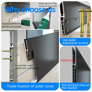 Base <span class=keywords><strong>de</strong></span> garde-corps en verre en aluminium à triple <span class=keywords><strong>fixation</strong></span> avec languette à clipser, profilé en U épais sans soudure à montage latéral, divers modèles - Product Image 3