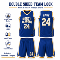 Conjunto de Uniforme de Baloncesto Reversible Personalizado de Doble Cara para Clubes Juveniles, Escuelas, Campamentos y Academias de Baloncesto del Reino Unido