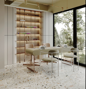 Salón de peluquería elegante de alta gama diseño de decoración de interiores montado en la pared gabinete de exhibición de peluquería Estación de barbería con espejo - Product Image 4