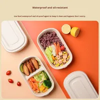 Boîte à bento à emporter en plastique PLA+ biodégradable et papier biodégradable, capacité 700-850 ml, avec compartiment pour croissant