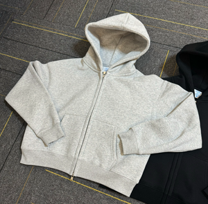 Giacca da <span class=keywords><strong>donna</strong></span> con cappuccio in pile di cotone alla moda <span class=keywords><strong>felpa</strong></span> con cappuccio da <span class=keywords><strong>donna</strong></span> con cappuccio grigio con Zip - Product Image 1