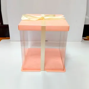 กล่องเค้กของขวัญใสขนาดใหญ่และสูงใช้สำหรับเก็บเบเกอรี่ผู้ให้บริการขนส่งและกล่องเค้กของขวัญ