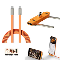 Cable de Datos 2 en 1 con Soporte Plegable y Carga Rápida de 240W, Tipo-C a Tipo-C, con Soporte para Teléfono/Tablet, Tendencia 2026