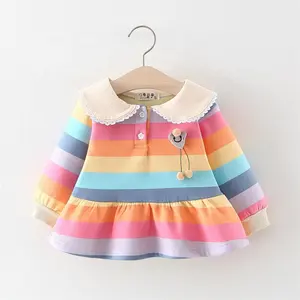 Commercio all'ingrosso Boutique di vestiti del bambino di autunno inverno manica lunga bow Addensare poco vestito dalla ragazza