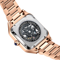 Montre squelette automatique pour homme de haute qualité, bracelet en acier inoxydable carré, boîtier de 40 mm, résistance à l'eau 5 ATM, montre mécanique