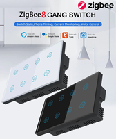 Interrupteur intelligent mural Zigbee 8 touches 240V, 8 gangs, pour 600W 10A, panneau tactile, commande vocale, best-seller