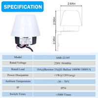 Interrupteur photoélectrique thermique extérieur non intelligent CNRIYA IP54/IP44 220V 30-120S à temporisation jour/nuit pour éclairage public LED PP/PC