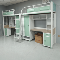 Lit superposé personnalisé pour dortoir avec bureau et armoire, mobilier d'angle moderne en métal pour étudiants, OEM, pour écoles, hôtels, dortoirs, en acier