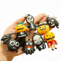 Porte-clés 3D en plastique de dessin animé pour Halloween, figurines miniatures chauve-souris, citrouille, fantôme, squelette, breloque pour sac à dos, pendentif pour clé de voiture, idéal pour les fêtes