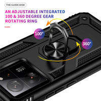 Étui de téléphone hybride TPU PC avec support rotatif à 360° en métal et béquille pour voiture, compatible Xiaomi 14 13 12 15 16 17 Pro