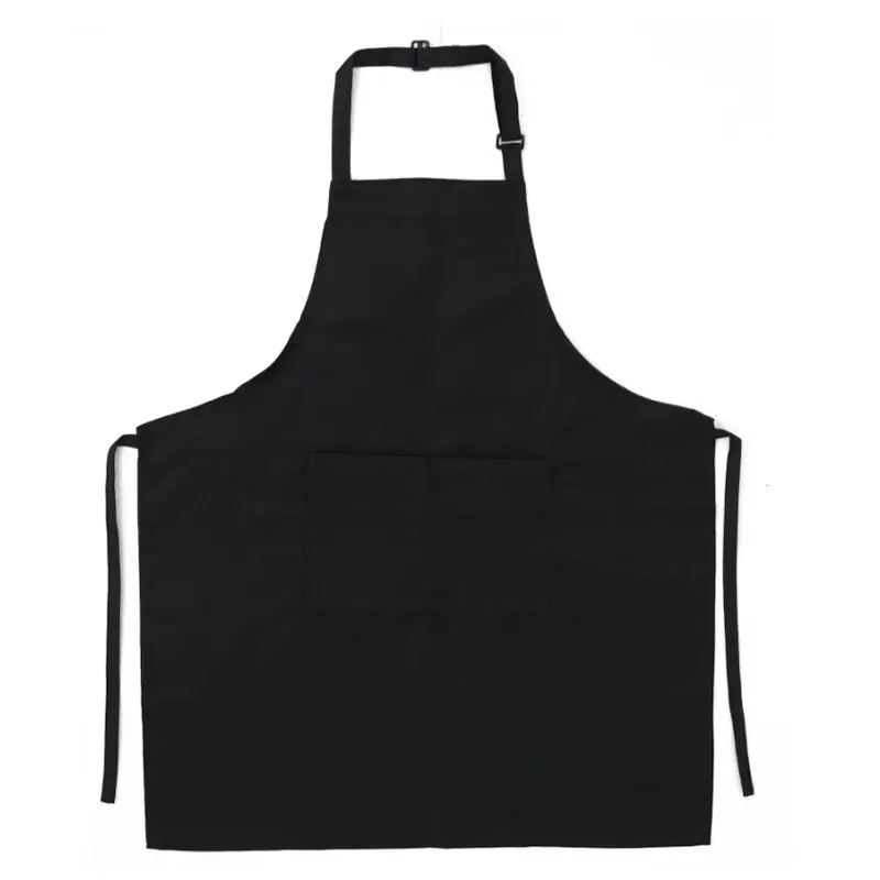 OEM ODM ayarlanabilir tam boy siyah pişirme önlük garson önlük Polyester mutfak