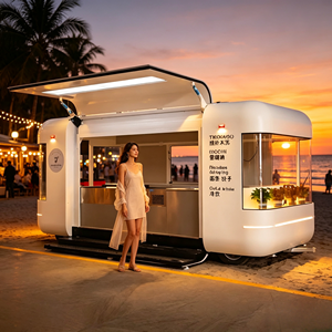 Comience un negocio rentable de café móvil en cualquier lugar con nuestro acogedor remolque de café de acero inoxidable de 3.5m de longitud, fácil de montar, modelo Sunset. - Product Image 1