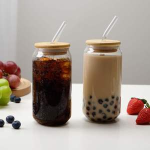 แก้วน้ำชาไข่มุกทรงกระป๋องเบียร์ ขนาด 12 ออนซ์ 16 ออนซ์ พร้อมฝาไม้ไผ่และหลอดดูด ลดราคาพิเศษ - Product Image 5