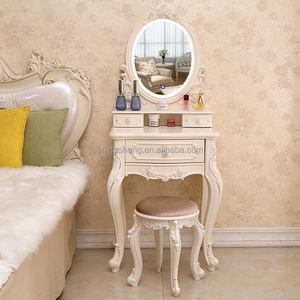 Tocador Estilo Francés Chic Vintage Moderno Reproducción Antigua para Maquillaje para Dormitorio o Sala de Estar - Product Image 4