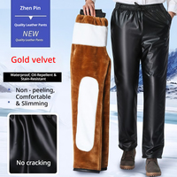 Preisgünstige Winter-Fleece-Hosen mit PU-Leder und Goldvelours-Futter, Winddicht und Wasserdicht, Arbeitskleidung für Arbeiter