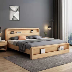 Full <b>Solid</b> <b>Wood</b> <b>Bed</b> Bedroom White 1.8m Double Modern Contracted Small Family 1.5m Single TM-912 Factory Wholesale Modern Upholst - Product Image 5