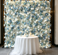 Mur de fleurs en tissu 5D avec étoiles bleues et blanches pour arrangement de mariage