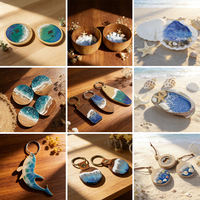 Posavasos de Resina y Madera con Diseño de Olas Oceánicas, Posavasos en Blanco con Temática de Playa, Resistentes al Calor, Decoración Costera para el Hogar y Manualidades DIY