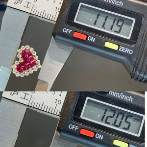 Aazuo Joyería Fina de 18K, Oro Amarillo Sólido, Rubí Natural, Diamante Real, Hermosos Pendientes de Corazón, Regalo para Damas y Niñas, Uso Diario - Product Image 5