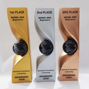 Nuevo Trofeo de Oro, Plata y Bronce, Medalla Personalizada Grabada, Trofeo de Cristal Negro en Forma de Tierra - Product Image 2