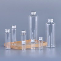 30ml 60ml 100ml Haute Transparence Pet Plat épaule Aluminium Cap Distributeur Bouteille Lotion Shampooing Lotion Squeeze Drop Bouteille