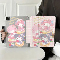 Casing Pelindung iPad dengan Cetakan Kartun Kue Lucu untuk iPad Air Pro Mini Semua Generasi Y Fold Cangkang Transparan Penutup Tahan Guncangan