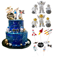 Astronaute Espace Gâteau Toppers Espace Astronaute Figurines Planète Fusée Gâteau insérer Enfants Fête D'anniversaire Fournitures Baby Shower