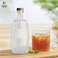Bouteille en verre de 500 ml au design moderne, prix d'usine, forme baril haute transparence pour Vodka, Whisky, Tequila, Gin, Rhum