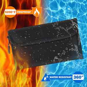 Sac ignifuge portable noir, étanche, pour documents et argent, pochette à fermeture éclair, résistant à l'eau et à la chaleur, sécurisé pour l'argent liquide - Product Image 4