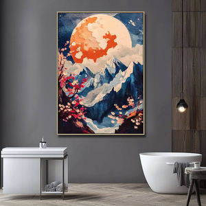 Decorazione per la casa tela fatta a mano paesaggio di fiori di ciliegio di montagna <span class=keywords><strong>arte</strong></span> della parete asiatica 3D <span class=keywords><strong>pittura</strong></span> della luna - Product Image 2