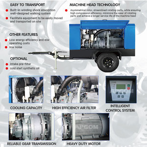 30bar 425CFM Towable Diesel <b>Screw</b> Air Compressor KSD12-30CY Power Industrial Compressor For Rock Drilling Tunnel Project - Product Image 5